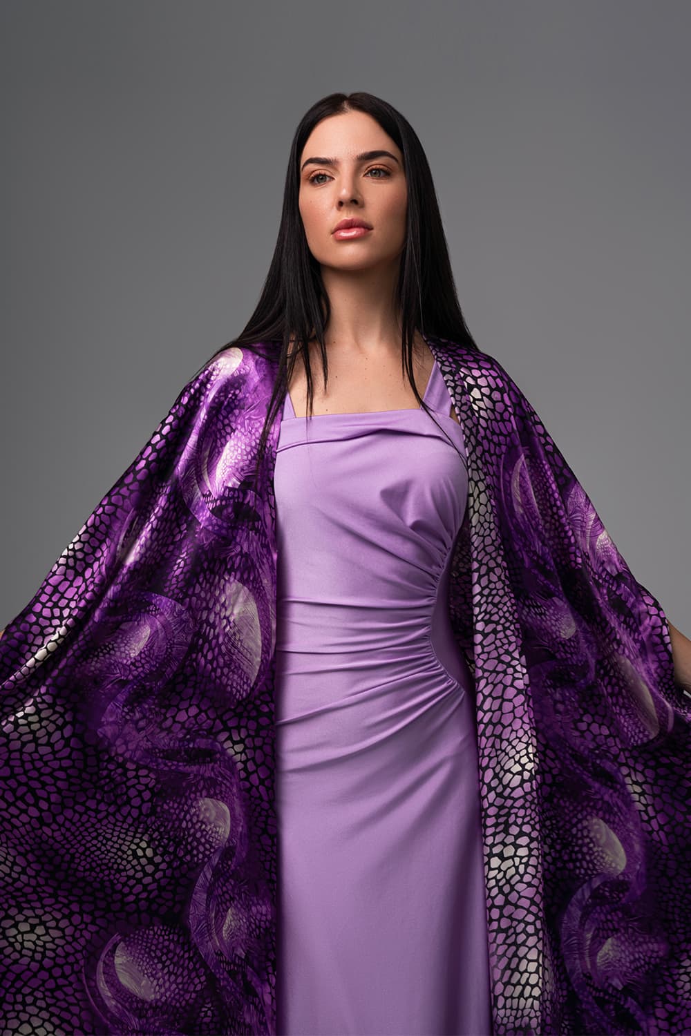 Violet Dress With Abaya